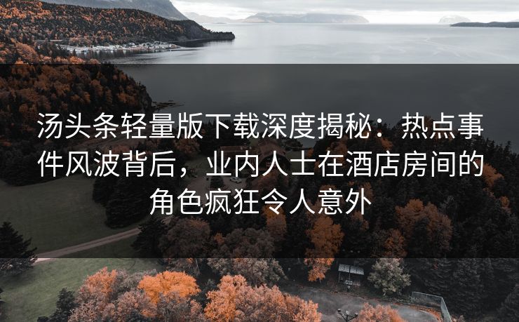 汤头条轻量版下载深度揭秘：热点事件风波背后，业内人士在酒店房间的角色疯狂令人意外