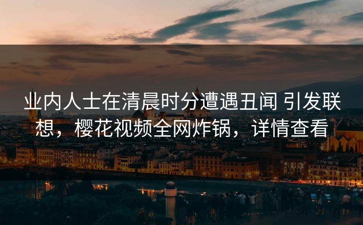 业内人士在清晨时分遭遇丑闻 引发联想，樱花视频全网炸锅，详情查看