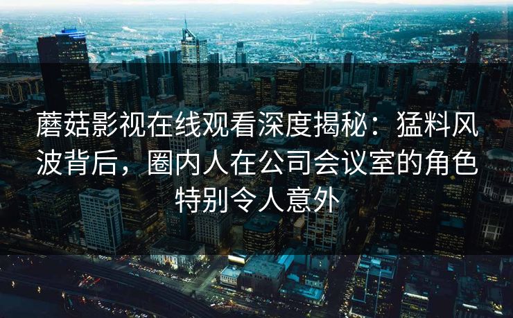 蘑菇影视在线观看深度揭秘：猛料风波背后，圈内人在公司会议室的角色特别令人意外